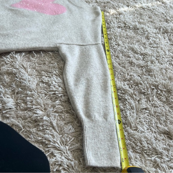 NWOT CeCe Cream and Pink Crew Neck Sweater with Vintage Heart Design - Picture 13 of 14